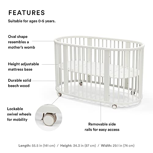 Image of Stokke Sleepi Bed V3, White - Suitable for Ages 0-5 Years Old - Adjustable, Stylish & Flexible - Sturdy Beech Wood Frame