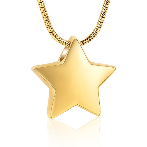 VCCWYQK Cremation Jewelry Small Star Urn Necklace for Ashes for Women Stainless Steel Memorial Necklace for Ashe Human Pet