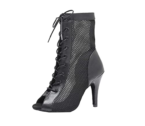 Bottes de danse latine ventilées avec sangle de maintien cheville pour danseuses