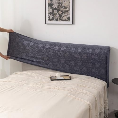 Image of HOMETHREADS Stretchable Velvet Headboard Cover | Soft, Dust-Proof & Wrinkle-Resistant Bed Back Protector | Fits Leather, Wooden & Fabric Bedsides | for 3ft to 3.5ft Beds (Grey, 90x65Cm)