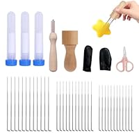 CLDURHGE Nadelfilz Set 39-teilig – Filznadeln fein mittel grob mit Holzgriff, Fingerschutz, Aufbewahrung, Schere – Filzwerkzeug für Trockenfilzen, Filzkunst, DIY Projekte
