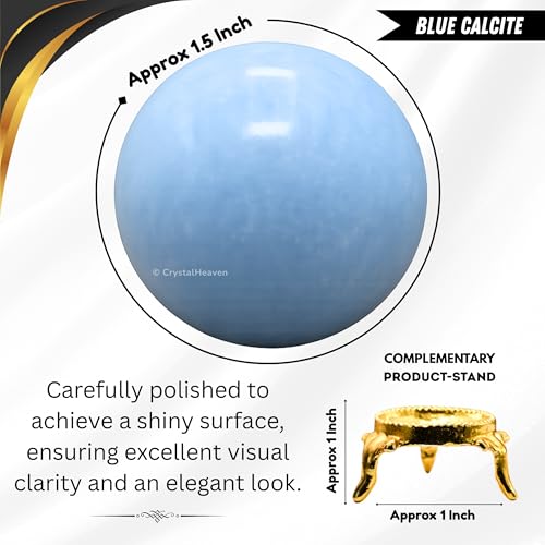 Image of Certified Blue Calcite Crystal Ball for Meditation - Premium Crystal Vastu Items for Home and Feng Shui Items for Good Luck - Ideal for Pooja Supplies and Spiritual Practices (1.5 inch Inch)