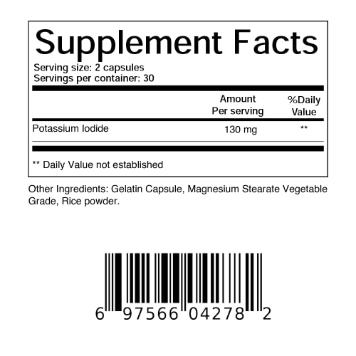 Balance Breens Potassium Iodide 130Mg - 60 Capsules - Emergency Survival Supplement, Thyroid Support, Short-Term Use Only - Third-Party Lab Tested #TOP4