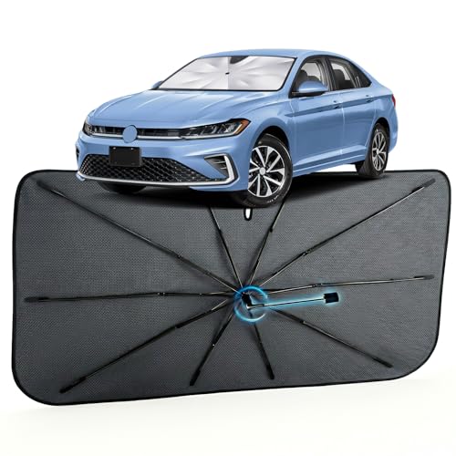 Image of Car Windshield Sun Shade for Volkswagen Jetta 2019-2026 -[Reflective Coated Fabric] Sunshade Umbrella for Front Window, Car Shades Sun Visor Keep Car Cool and Protects Interior, 1:1 Exact Fit