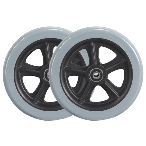 2Pcs 6 Inch Front Wheelchair Wheel for Walkers - Solid Tyre, for Manual Wheelchair Replacement