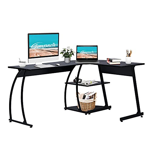 FurnitureR Mesa de Ordenador de Esquina con Estructura de...