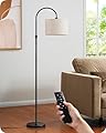 EDISHINE Dimmable Floor Lamp with Remote Control, Modern Arc Standing Lamp, 3000K-6500K Color Temperatures, Reading Light for Living Room Bedroom Office, Footswitch, LED Bulb Included, Black