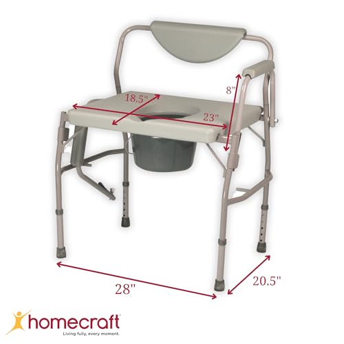 Homecraft 52327 Deluxe Bariatric Drop Arm Commode, 1000 Pound Weight Capacity, Adjustable Height Bedside Or Over-The-Toilet Commode thumb #2