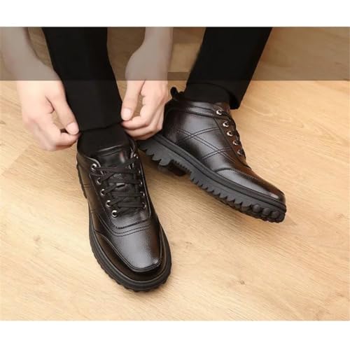 Men's Cotton Shoes Padded Warm Shoes High-top Thick-Soled Non-Slip Snow Father Shoes Leather(41 Code)4
