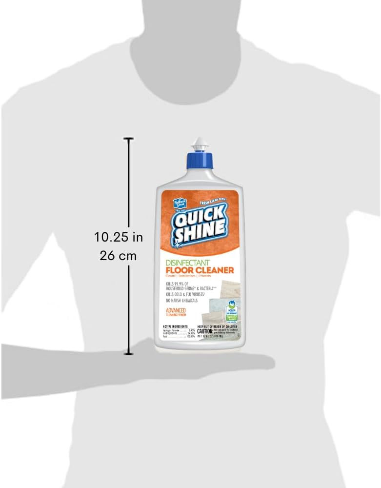 Quick Shine Disinfectant Floor Cleaner 27oz, 6Pk | Hospital Level Disinfectant Kills 99.9% Germs & Bacteria | Cleans w/Power of Hydrogen Peroxide & No Harsh Chemicals | Streak Free & Zero Residue