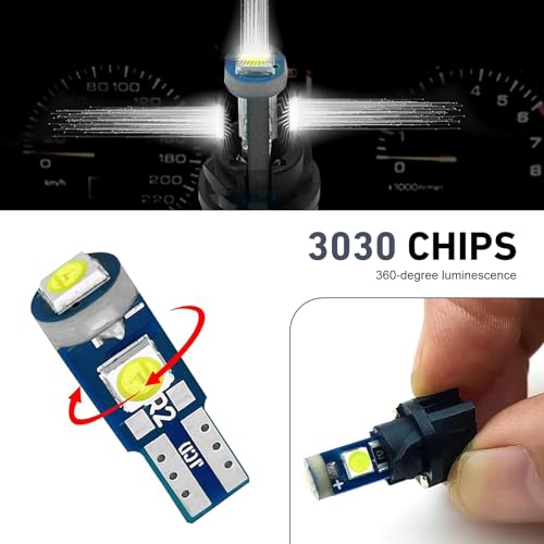 74 Lámparas LED T5 para tablero, 37 superbrillantes blancas miniatura 6