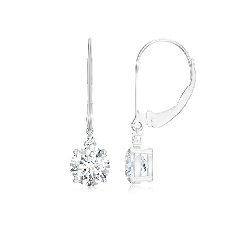 Image of Goldhartz 2 Ct. Natural Amethyst 6 mm Leverback Earrings for Women in 14k Gold Micron Plated 925 Sterling Silver, January Birthstone Dangle Earrings Jewelry for Her