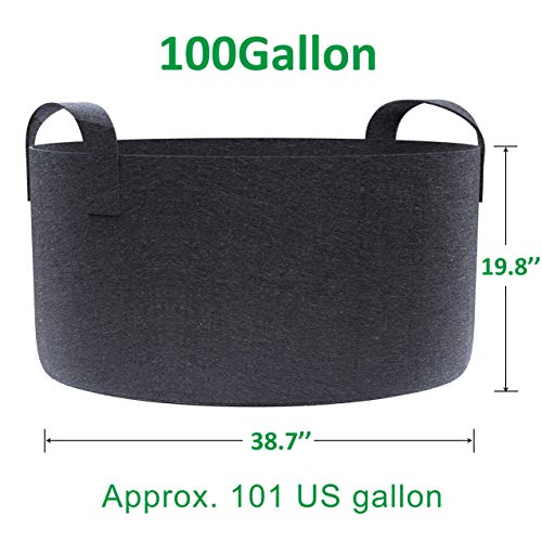 Gardzen 2-Pack 100 Gallon Grow Bags, Aeration Fabric Pots With Handles, Pot For Plants #TOP1