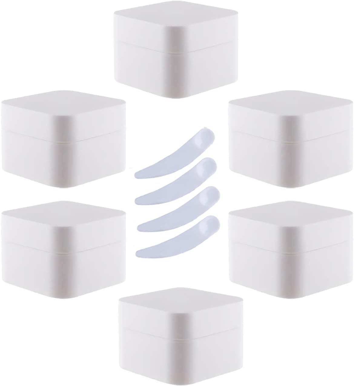 FLYIODFCXV cosmetic jar, Pack of 6,Square Blue Plastic Cream Jars Cosmetic Pots with Inner Liner Containers for Lip Balm, Lotion(Black,50ml)