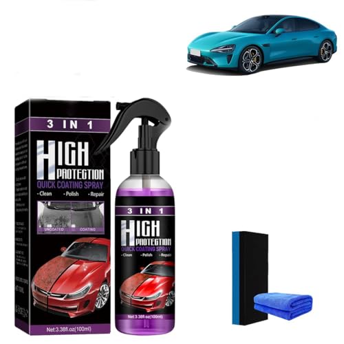 3 In 1 High Protection Quick Car Coating Spray, 2025 Car Ceramic Coating Spray, Car Ceramic Coating Agent, Plastic Parts Refurbish Agent, Quick Coat Car Wax Polish Spray For Cars (100ml)