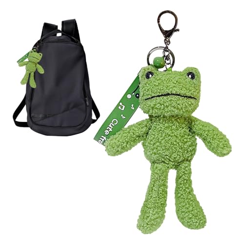 Chaveiro de pelúcia de sapo fofo, pingente de bolsa de desenho animado de animal verde para mochilas e bolsas, Verde, G