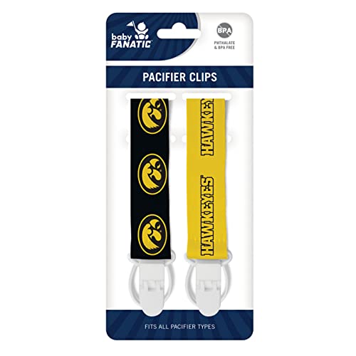 Image of Baby Fanatic Officially Licensed Unisex Pacifier Clip 2-Pack - NCAA Iowa Hawkeyes - Officially Licensed Baby Apparel