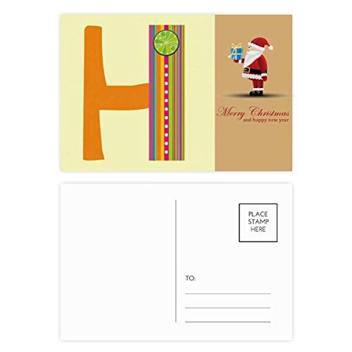 Cartes postales H Alphabet avec motif Père Noël et orange pour vœux