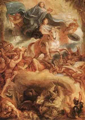 Peinture à l'huile Apotheose de Louis XIV Charles Le Brun reproduction de tableau 20 x 24 pouces