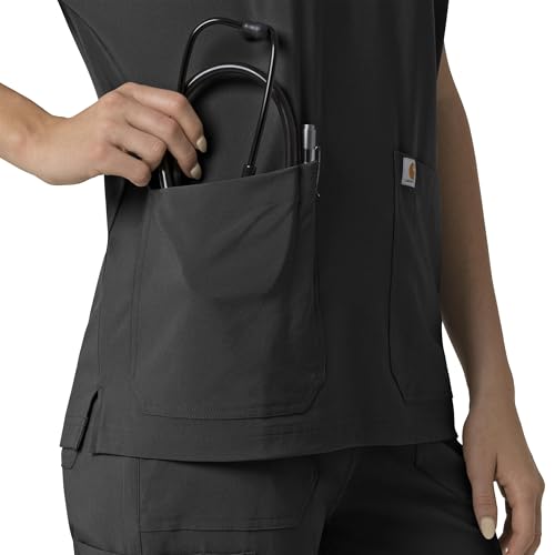 Carhartt Force Cross-Flex Women's Oversized V-Neck Scrub Top, Black, M - image 5