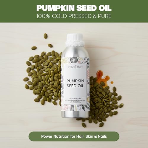 Image of VedaOils Pumpkin Seed Oil 100ml | 100% Pure & Cold-Pressed Undiluted Pumpkin Seed Oil for Hair Growth, Hair Regrowth, Scalp Care, Nails & Skin Nourishment