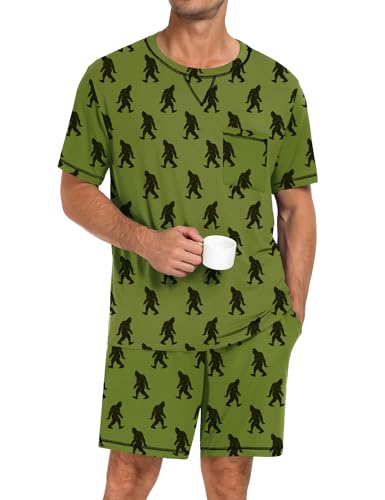 Image of SWOMOG Mens Pajamas Set Summer Sleepwear Short Sleeve Pjs Set Soft 2 Piece Lounge Set Comfy Loungewear with Pockets