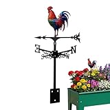Girouette Coq En Fer Forgé   Ornement Décoratif Rotatif Extérieur Avec Indication Directionnelle, Adaptée Aux Cours, Jardins, Toits, Terrasses Et Aménagement Paysager De Villa, Vent De Ferme Rustique