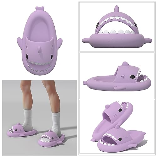 Image of XPKWS Shark Slides for Women and Men Unisex Cloud Slippers Adult Novelty Beach Sandals with Thick Sole