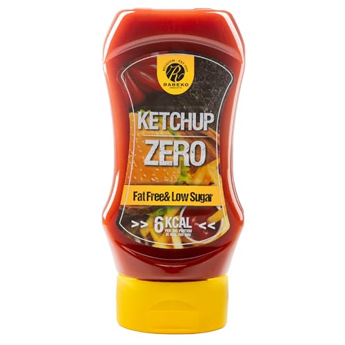 Rabeko Zero Sauce - Ketchup, 1 x 350 ml - prodotti sani a basso contenuto di carboidrati con meno calorie e meno grassi per insalate, patatine fritte, hamburger - senza glutine e lattosio