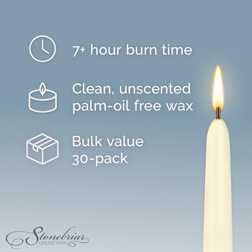 Image of Stonebriar Tall 10 inch Ivory Unscented 30 Pack Taper Candles