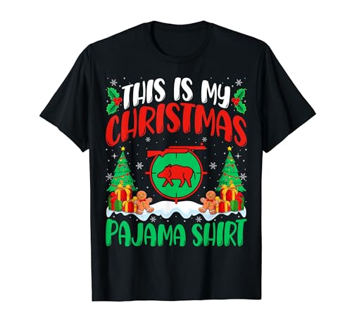 Hog Hunting Christmas Pajama Shirt Hog Hunter Xmas Maglietta