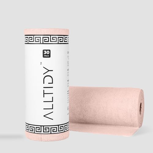 Image of Microfiber Cleaning Cloth Roll | Reusable & Washable Tear-Away Towels - 30x30 cm | Absorbent & Lint-Free for Kitchen, Car, Bike, Home, Hotels, Clinics & Salons (30 Pulls, Pink)