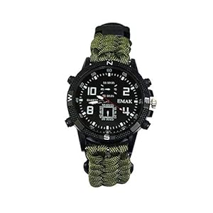 ACELEY Survival Armband Horloge, Multifunctionele Camping Emergency Survival Horloge, Digitale Survival Horloge Gear voor Wandelen Camping EHBO Kit (Zwart)