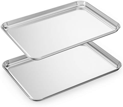 Baking Sheets Set of 2, HKJ Chef Cookie Sheets 2 Pieces & Stainless Steel Baking Pans & Toaster Oven Tray Pans, Rectangle Size 18 x 13 x 1 inch, Non Toxic & Healthy & Easy to Clean - Thumbnail 3