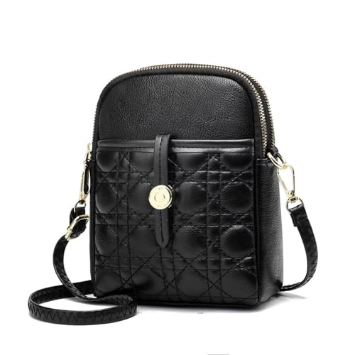 Image of Leather Crossbody Bag for Women Men, Three Layers Large Capacity Messenger Bags Crossover Over the Shoulder Purse for Everyday Use Trip Walking Shopping