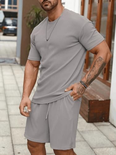 SHIENZY Men's Cotton Blend Casual Solid Printed Night Suit Co-Ord Set || T-Shirt and Shorts Nightwear Set || Sleepwear/Loungewear for Regular Wear (1163SHZ_Gry_XL) Grey - Image 3 thumbnail