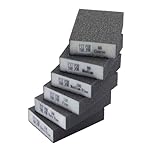 Fit For The Job Sanding Block 6 pcs 60/80/100/120/180/200 Grits Flexible Sanding Sponges/Blocks Washable Wet & Dry Abrasive Pads for Wood, Walls, Plaster, Sandpaper