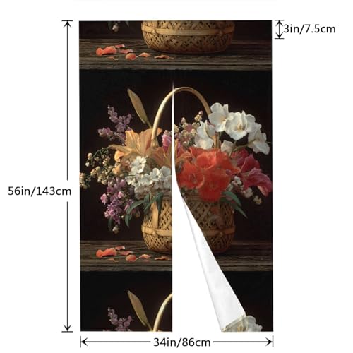 Cortina de puerta estilo japonés con flores para separar ambientes con encanto 4