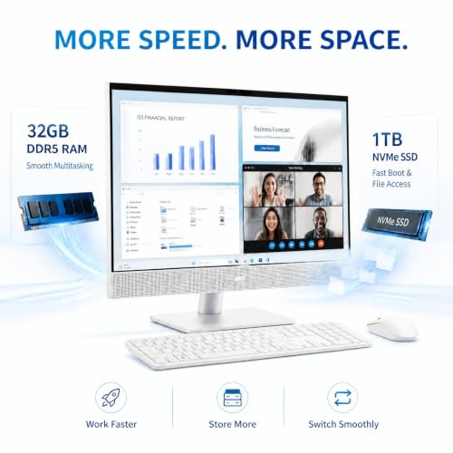 Image of Dell 24 All in One Touchscreen Desktop, Intel Ultra 7 355, 16GB RAM 1TB SSD
