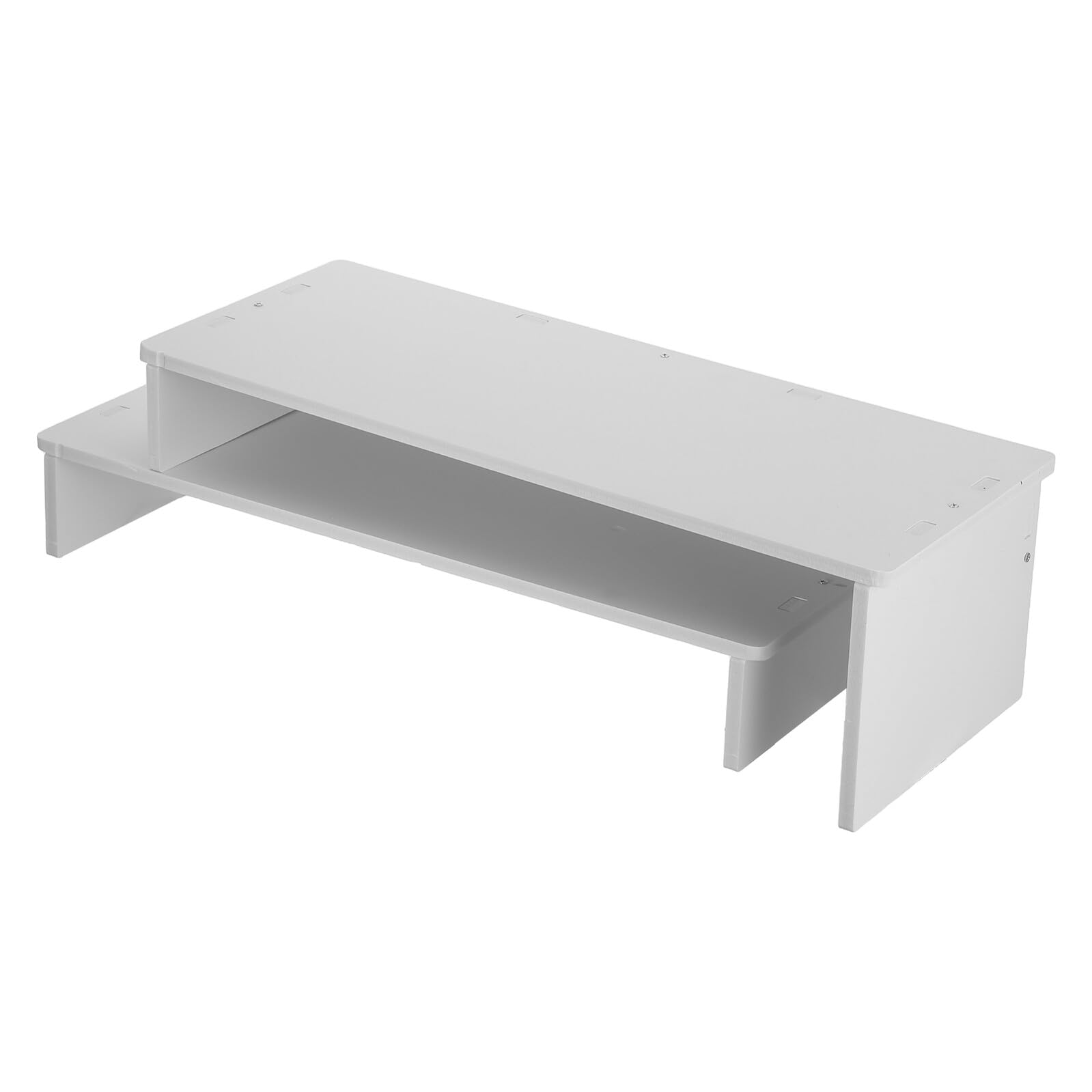 NUOBESTY Rialzo per Monitor Rustico Bianco a 2 Livelli in Legno Plastico | Ripiano Doppio, Superficie Rifinita, Uso su Scrivania Ufficio e Postazioni Gaming