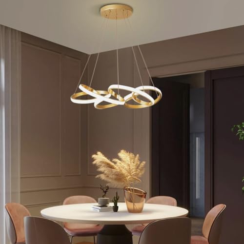 Suspension LED moderne 78W dorée dimmable pour salle à manger