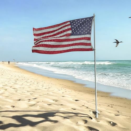 Glide Gear Strand Beach Flag Pole Holder 9FT Portable Beach Flag Mount with Sand Anchor Universal Grommet Fit Easy Twist-In Setup Travel Carry Case Included