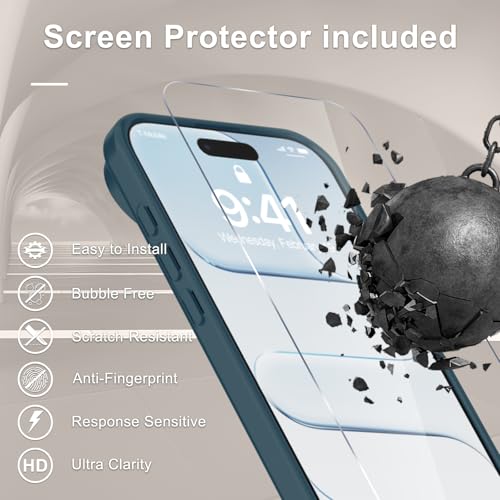 Image of YENAPOON for iPhone Air Case, Matte Magnetic Phone Cover [with 1 Screen Protector] [Support for MagSafe] [Shockproof Military Grade Protection] Translucent Frosted Back, Lavender Gray