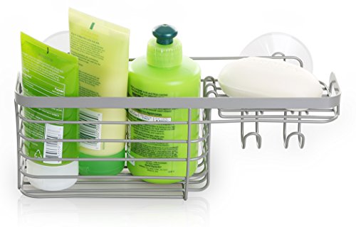 BINO Suction Nickel Shower Caddy, Combo Basket