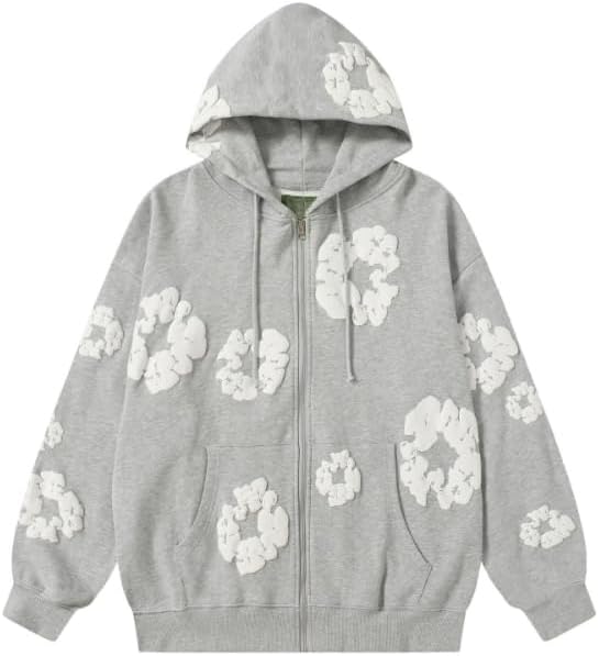 Y2K men's and women's bubble printed sports hoodies for couples, loose casual pullover, retro top