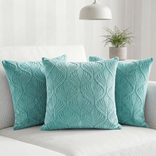 Image of Yellow Weaves Jacquard Cushion Covers | Sofa Cushion Covers | Throw Pillow Cover for Sofa, Couch, Living Room| Removable & Washable | 16x16 Inches, Set of 3 (Powder Blue)