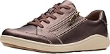 Clarks Women’s Bryianne Bayla Side-Zip Fashion Sneaker, Bronze Metallic Leather, 9.5
