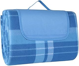 spaire 200 x 200 cm Large Picnic Blanket Waterproof Backing Anti Sand, Beach Blanket 3 Layers with Carry Handle, Outdoor Picnic Mat for Camping, Beach, Hiking, Family(Blue Grid)
