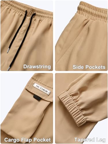 Image of JEMLDL Mens Cargo Joggers Pants Elastic Waist Drawstring with Flap Pockets Techwear Pants for Men