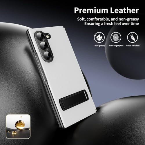 Image of TechTrendz for Samsung Galaxy Z Fold 8 Ultra Magnetic Flip Folding Case, Multi-Angle Bracket, Full Body Hinge Protective Slim Cover, Luxury Business Leather Cover for Fold 8 Ultra Back Cover (White)